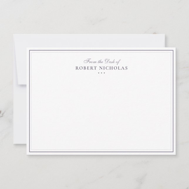 Formal Dusty Mauve Script Two Border Stationery Note Card (Front)