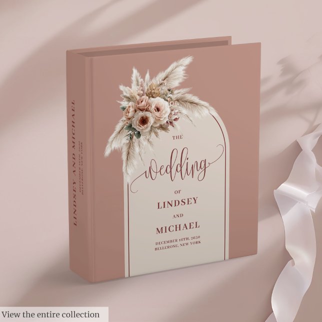 Formal Dusty Pink Pampas Roses Memory Album 3 Ring Binder (Formal Dusty Pink Pampas Roses Memory Album)