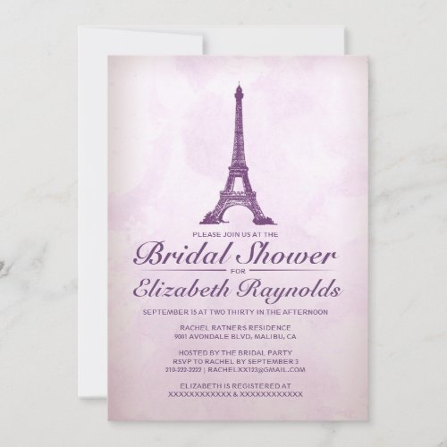 Formal Eiffel Tower Bridal Shower Invitations