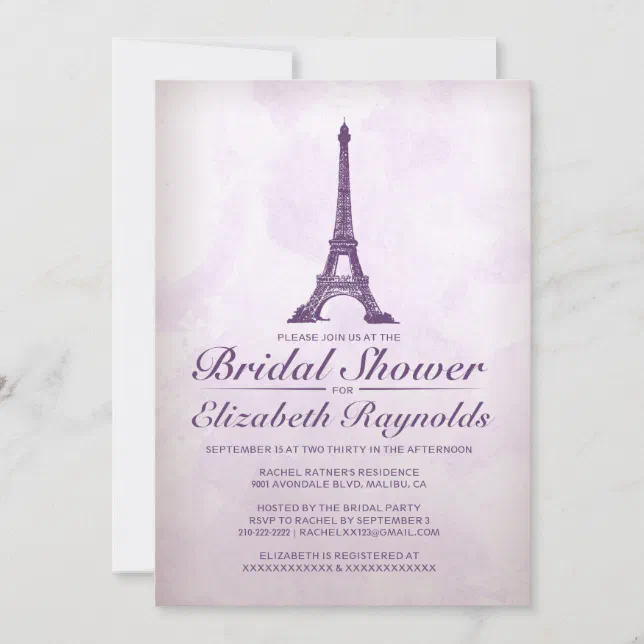 Formal Eiffel Tower Bridal Shower Invitations Zazzle