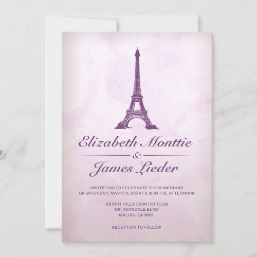 Formal Eiffel Tower Wedding Invitations