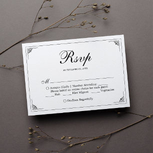 Formal Elegant Black and White Wedding RSVP Card