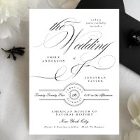 Formal Elegant Black Calligraphy Black Tie Wedding