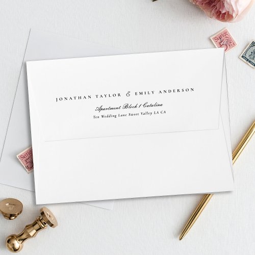 Formal Elegant Black Text and White Invitation Envelope