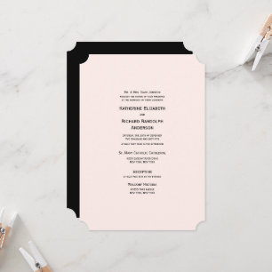 Formal & Elegant Blush & Black Ticket Wedding Invitation