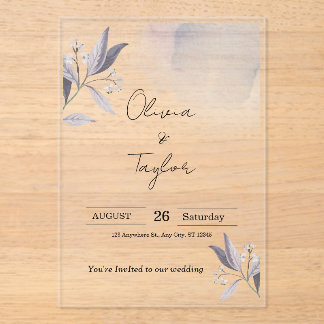 Formal Elegant Botanical Wedding Acrylic Invitatio Invitations