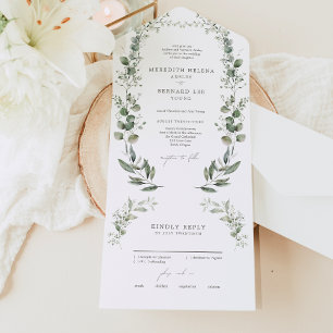 Formal Elegant Botanical Wedding All In One Invitation