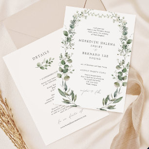 Formal Elegant Botanical Wedding Details and Invitation
