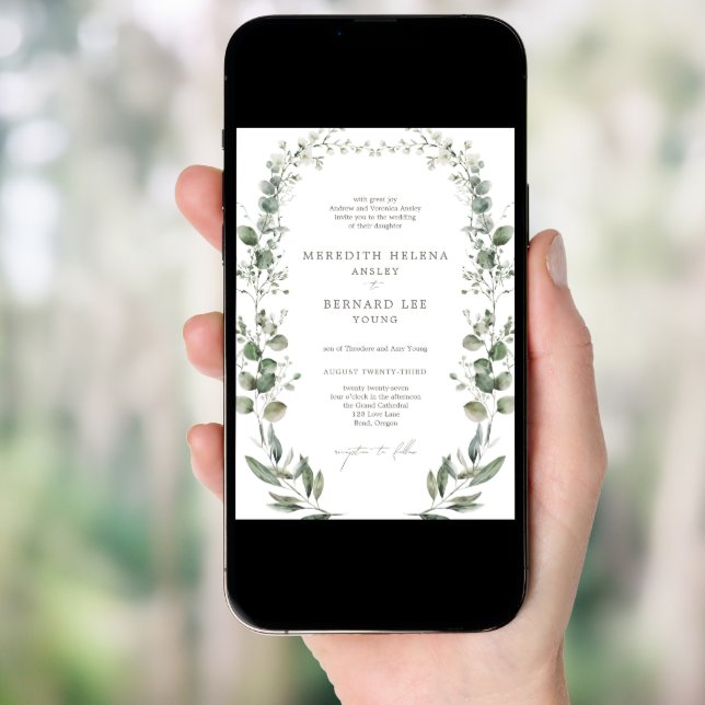 Formal Elegant Botanical Wedding Invitation (Front Digital)