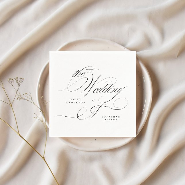 Formal Elegant Calligraphy Black Tie Wedding Napkins (Creator Uploaded)