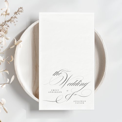 Formal Elegant Calligraphy Black Tie Wedding Paper Guest Towels