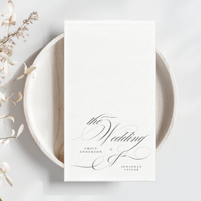 Formal Elegant Calligraphy Black Tie Wedding Paper Guest Towels (Creator Uploaded)