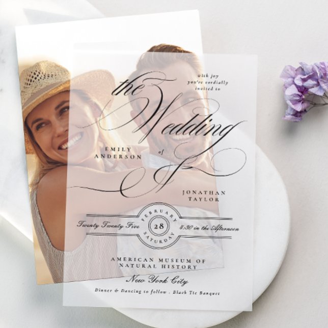 Formal Elegant Calligraphy Black Tie Wedding Vellum Invitations (Creator Uploaded)