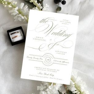 Formal Elegant Calligraphy Sage Green The Wedding Invitation