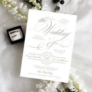 Formal Elegant Calligraphy Sage Green The Wedding Invitation