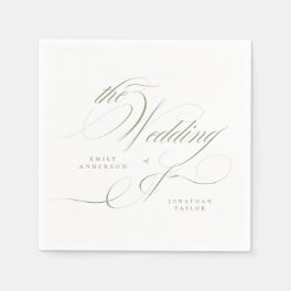 Formal Elegant Calligraphy Sage Green Wedding Napkins
