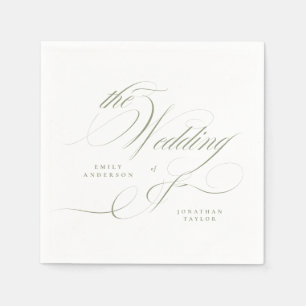 Formal Elegant Calligraphy Sage Green Wedding Napkins