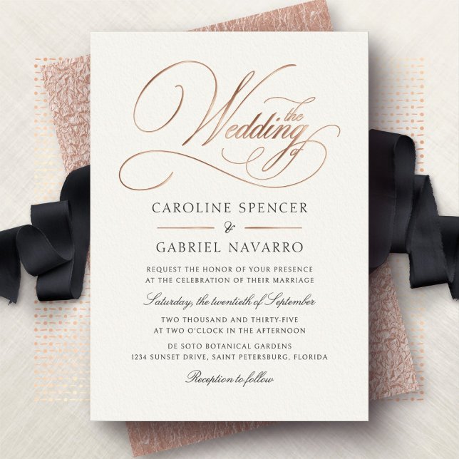 Formal Elegant Calligraphy Script Wedding Foil Inv Invitation (Creator Uploaded)
