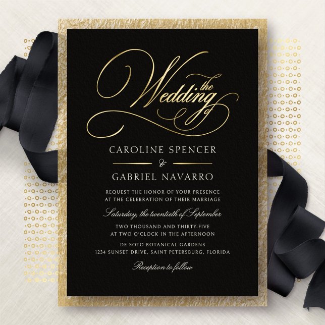 Formal Elegant Calligraphy Script Wedding Foil Invitation (Creator Uploaded)