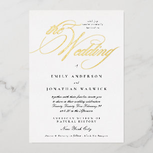 Formal Elegant Calligraphy Tuxedo The Wedding Gold Foil Invitation