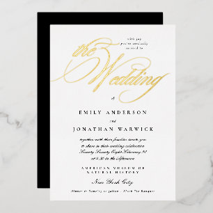 Formal Elegant Calligraphy Tuxedo The Wedding Gold Foil Invitation