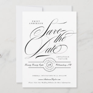 Formal Elegant Calligraphy Wedding Website Photo Save The Date
