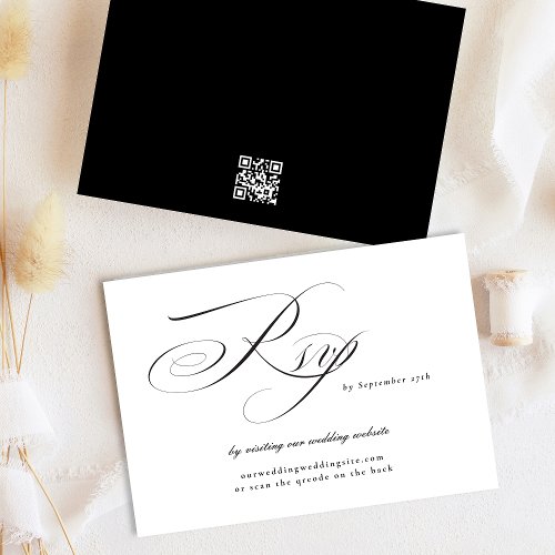 Formal Elegant Calligraphy Wedding Website QR CODE RSVP Card