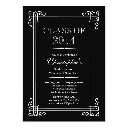 Formal Elegant Class of 2014 Graduation Party 5x7 Paper Invitation Card ...