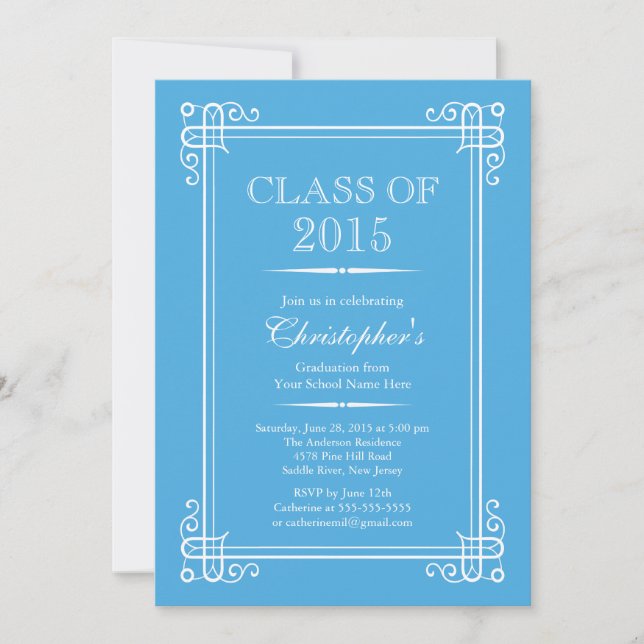 Formal Elegant Class of 2015 Graduation Party Invitation (Front)