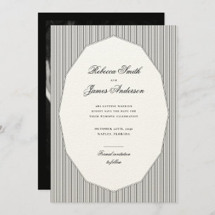 Formal Elegant Classic Black Stripes Photo Wedding Save The Date