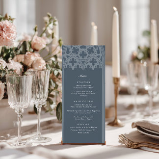 Formal Elegant Classic Gothic Dark Slate Wedding Menu