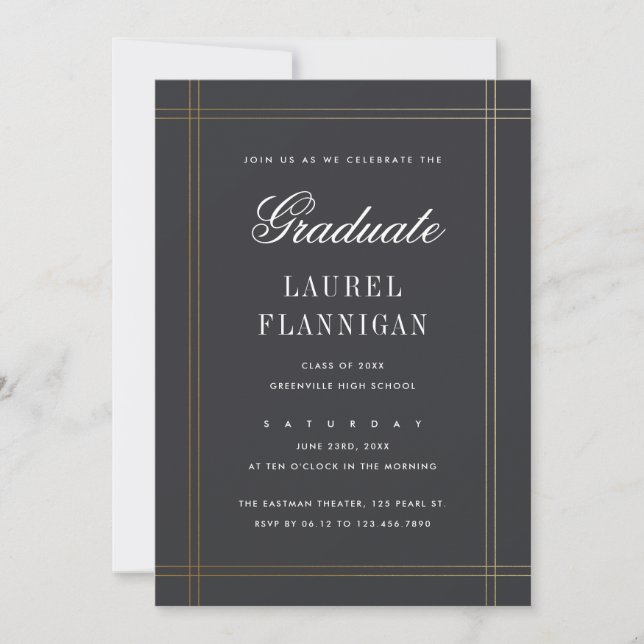 Formal Elegant Classic Simple Graduation Invitation (Front)