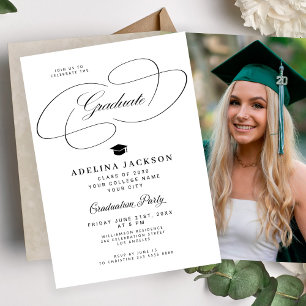 Formal elegant college photo graduation party invitation