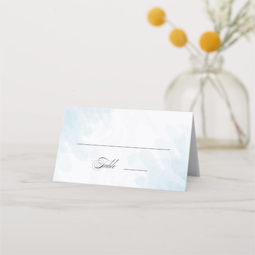 Formal Elegant Cyan Blue Watercolor Wedding Place Card