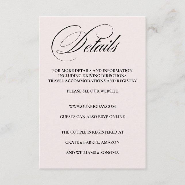 Formal Elegant Enclosure Card Details (Front)