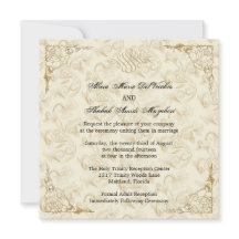 Formal Elegant Gold Accent Floral Wedding Invite