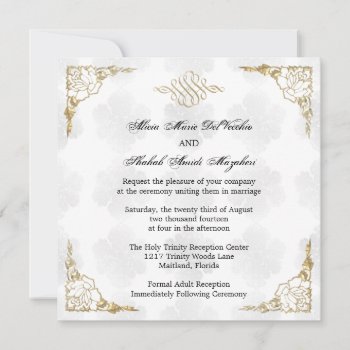 Formal Elegant Gold Accent Floral Wedding Invite by ForeverAndEverAfter at Zazzle