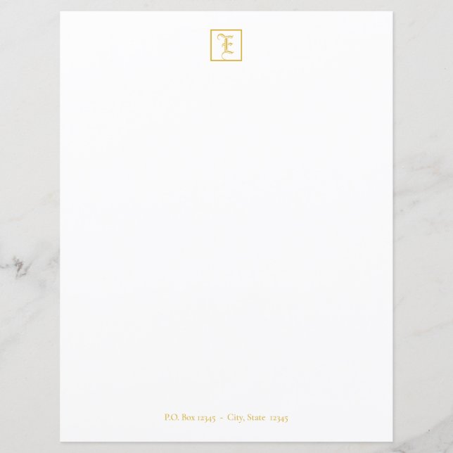 Formal Elegant Gold Monogram Letter Sheet (Front)