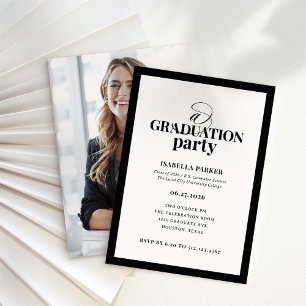 Formal Elegant Graduation Party Photo Back Invitation