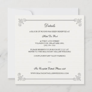 Formal Elegant Guest Information Card