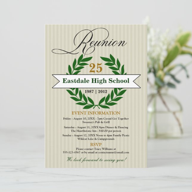 Formal Elegant High School Reunion Invitation (Standing Front)