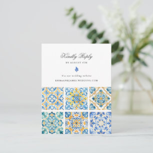 Formal Elegant Italian Tiles Wedding Online RSVP Enclosure Card