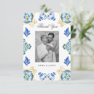 Formal Elegant Italian Tiles Wedding Thank You Card