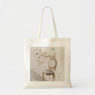 Formal elegant lace paris vintage bride tote bag