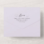 Formal elegant lilac purple classic wedding all in one invitation (Back)