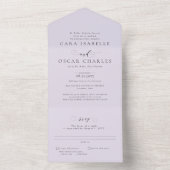 Formal elegant lilac purple classic wedding all in one invitation (Inside)