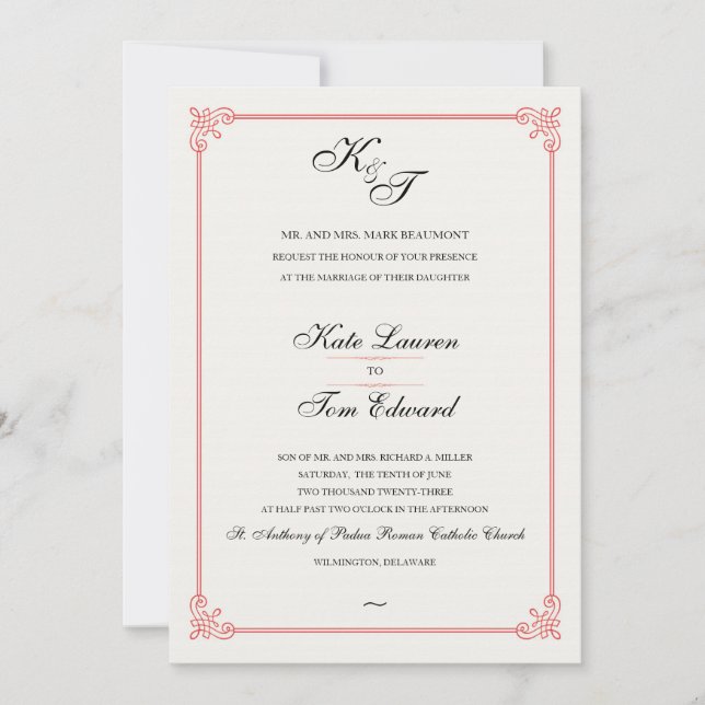 Formal Elegant Monogram | Wedding Invitation (Front)