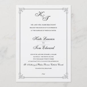 Formal Elegant Monogram Wedding Invitation