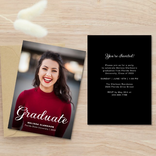 Formal Elegant Photo Graduation Party Invitation (Creator Uploaded)