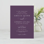 Formal elegant plum fall wedding invitation (Standing Front)